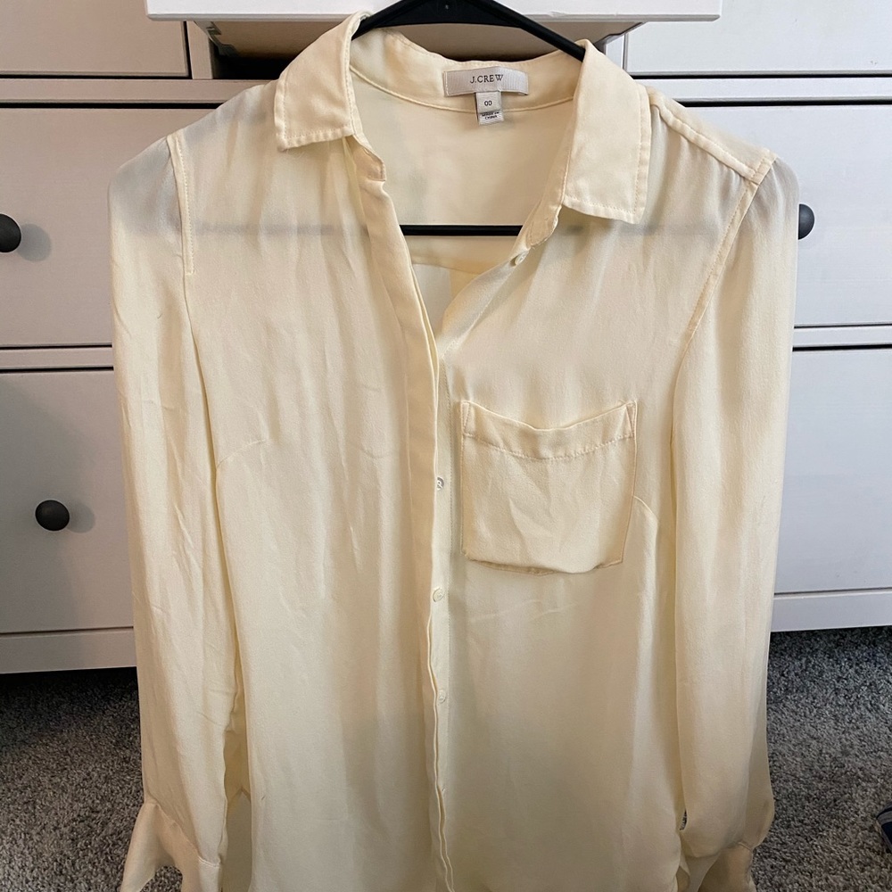 Jcrew Silk Button Down Shirt Ivory